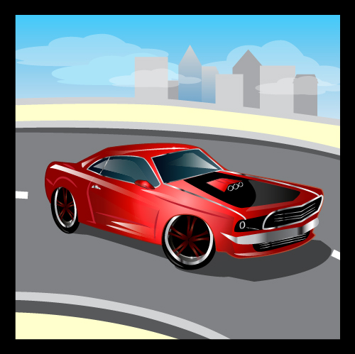 Cartoon sports car design vectors set 05