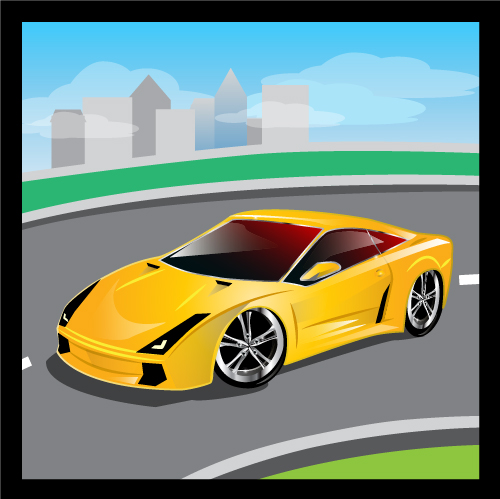 Cartoon sports car design vectors set 06