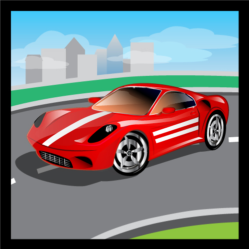 Cartoon sports car design vectors set 07