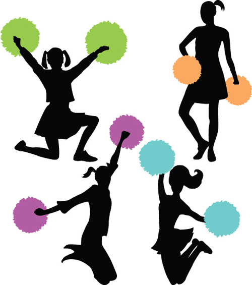 Set of Cheerleaders vector Silhouettes 02