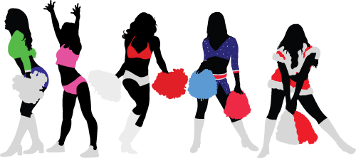 Set of Cheerleaders vector Silhouettes 03
