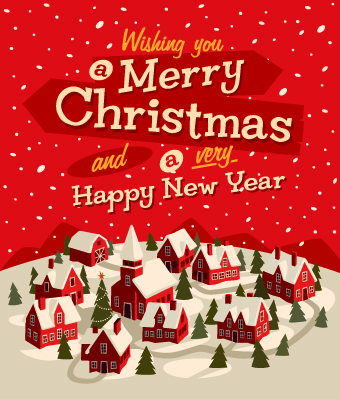 Christmas houses winter vector background 03