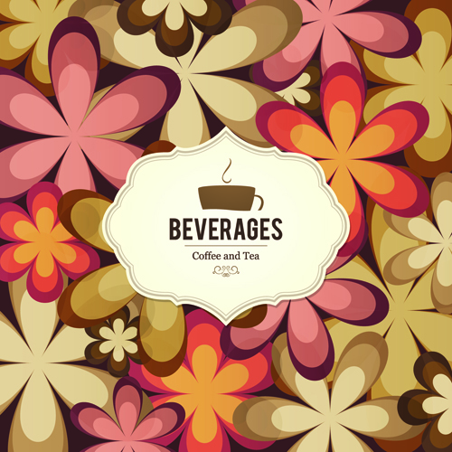Coffee and tea floral menu cover vector