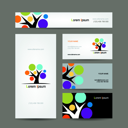 tree colored card vector business 
