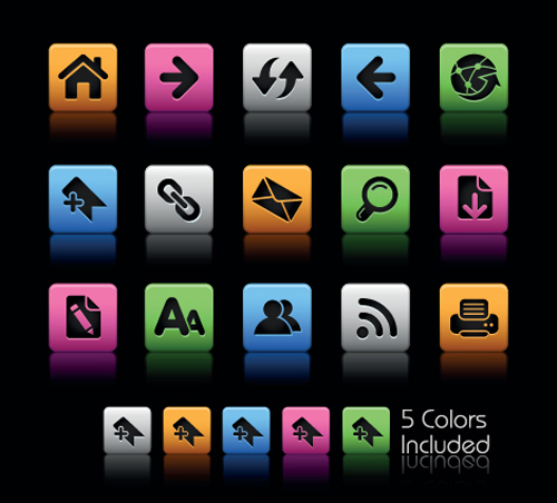 Set of Commonly web Colorful Icons vector 03