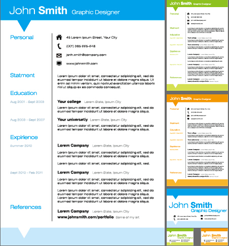 Creative resume template design vector material 02