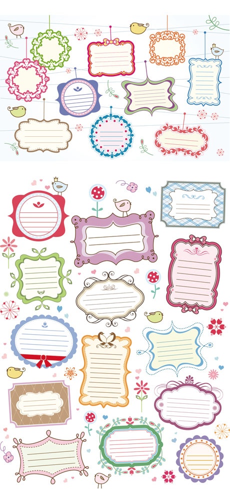 Cute texts frames set vector Cute texts frames set vector