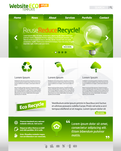 Green ECO Website Template design vector 04