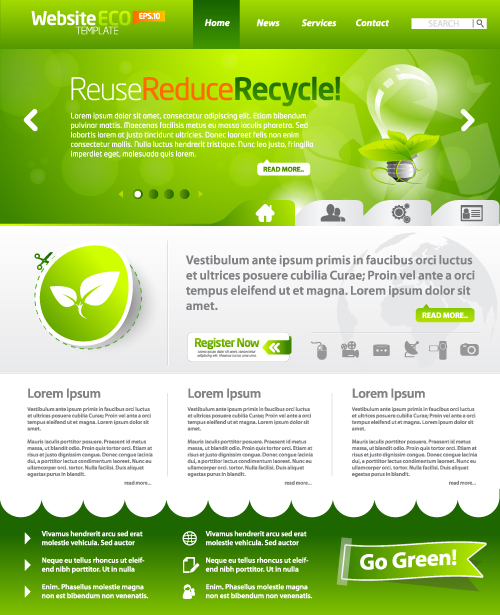Green ECO Website Template design vector 05