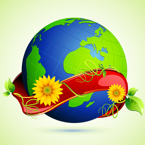 with earth concept design vector 02 Ecology with earth concept design vector 02