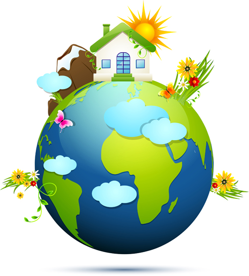 with earth concept design vector 03 Ecology with earth concept design vector 03