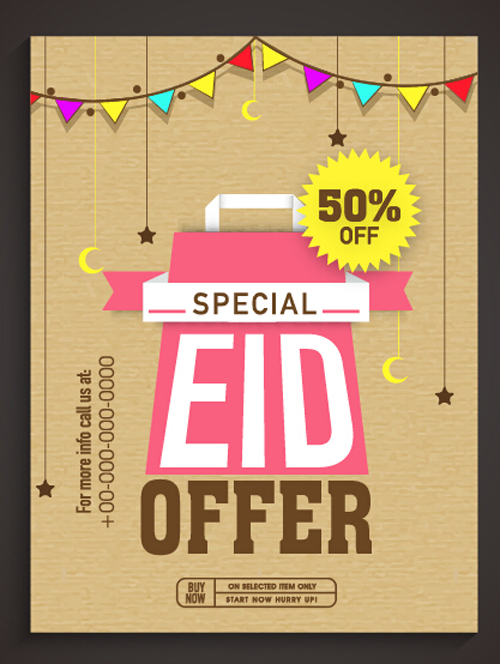 Eid special offer sale flyer vector set 04