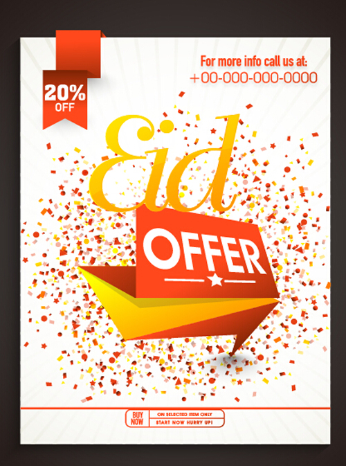 Eid special offer sale flyer vector set 05