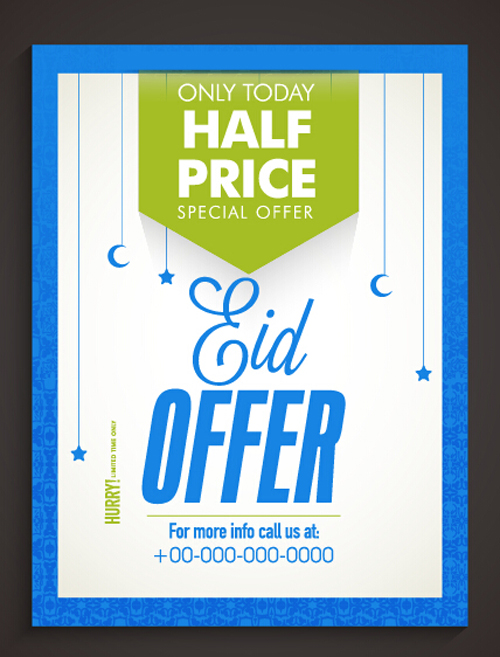 Eid special offer sale flyer vector set 08
