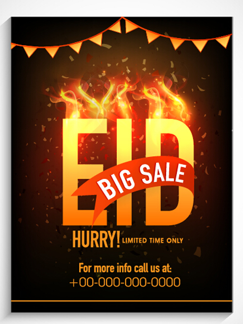 Eid special offer sale flyer vector set 09