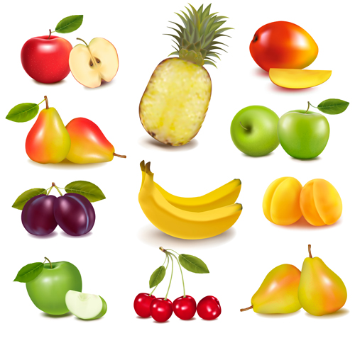 realistic fruits fresh 