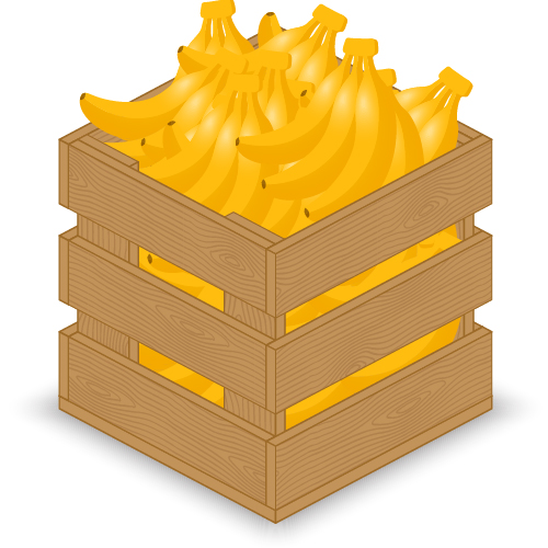 Fruits with wooden crate vector graphics 08