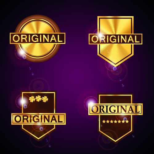 Golden organic labels vector design