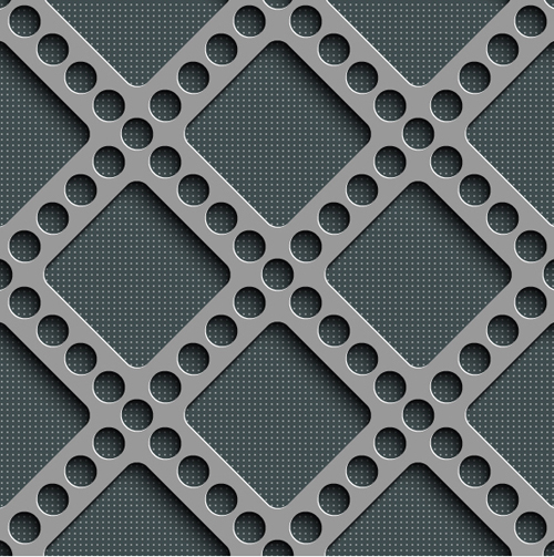 Gray plate perforated vector seamless pattern 03
