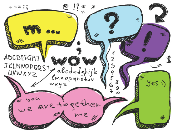 Set of Hand Drawn Speech Bubbles vector 03
