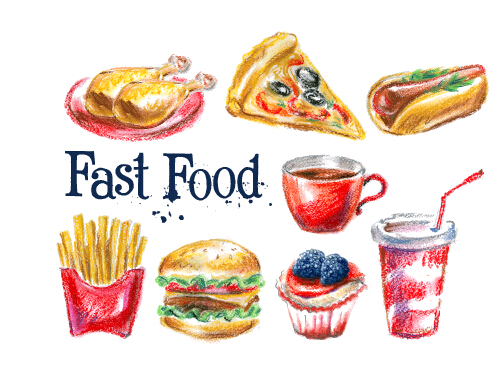 Hand drawn fast food design vectors