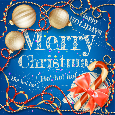 Hand drawn merry christmas with ornaments vector