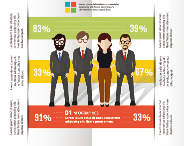 Infographic elements with businessman vector template 02