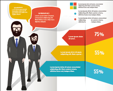 Infographic elements with businessman vector template 03