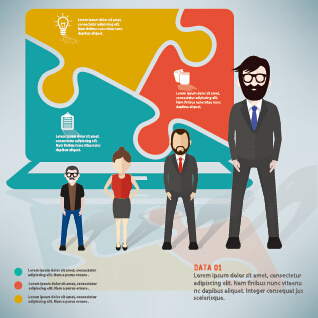 Infographic elements with businessman vector template 07