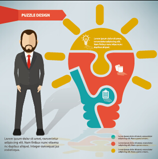 Infographic elements with businessman vector template 08