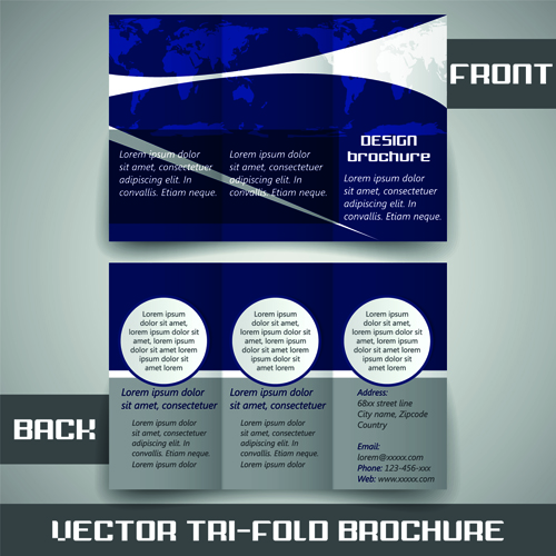 Modern tri fold business brochure cover vector 01