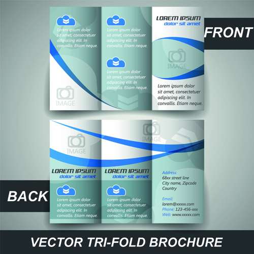Modern tri fold business brochure cover vector 03