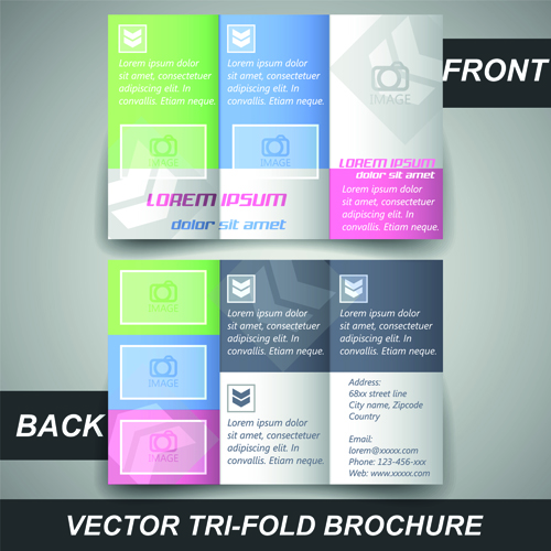 Modern tri fold business brochure cover vector 04