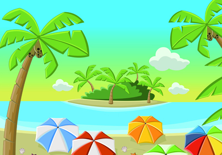 Beautiful Nature landscape lake vector graphics 02