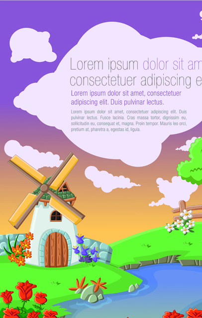 Beautiful Nature landscape lake vector graphics 03