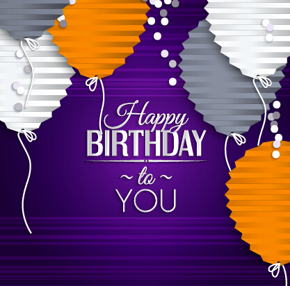 Origami balloon with happy birthday background 01