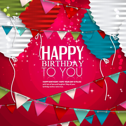 Origami balloon with happy birthday background 03