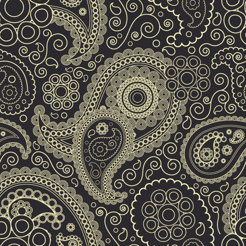 Set of ornate Paisley Seamless Pattern vector 04