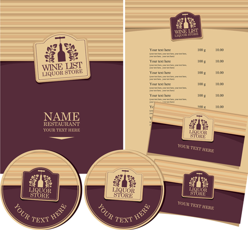 Price menu wine retro vector 01