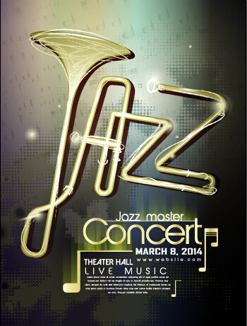 Retro music concert flyer cover design vector 05