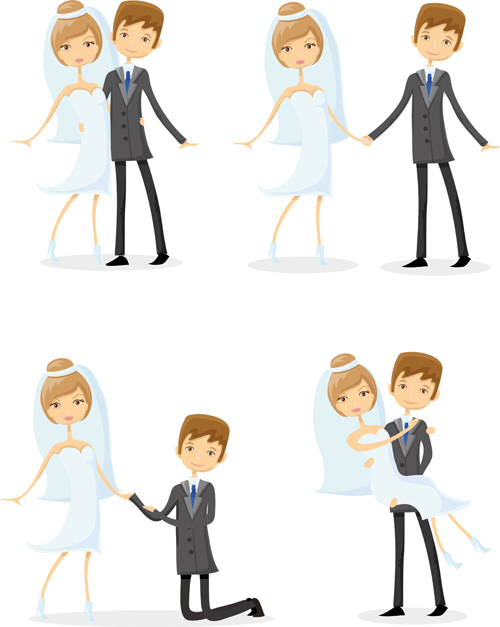 Romantic bride and groom design vector 01