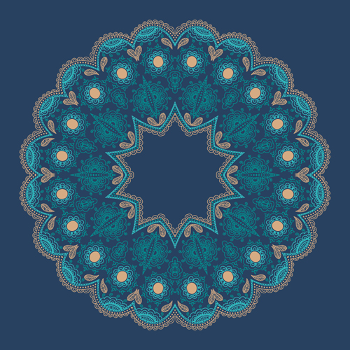 Round lace ornaments background art vector 01