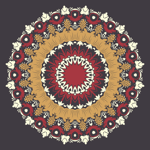 Round lace ornaments background art vector 03