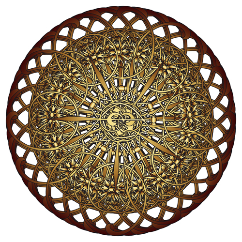 Round lace ornaments background art vector 06