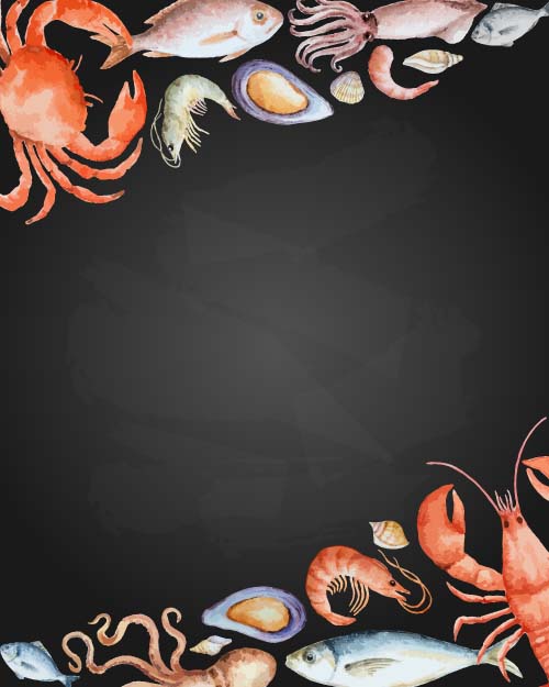 Sea food vintage styles vector 03