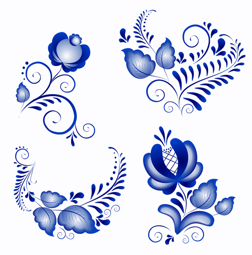 vector material shiny ornaments ornament material flower blue 