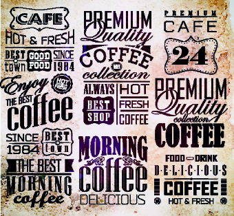 Vector Retro coffee labels set 01