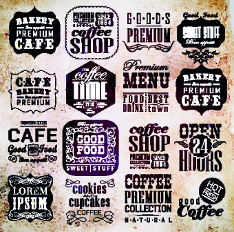 Vector Retro coffee labels set 02