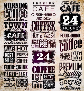 Vector Retro coffee labels set 03