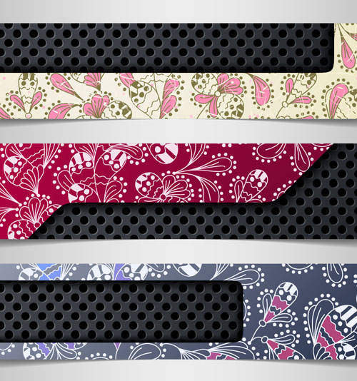 Vector colored metal banners set 01